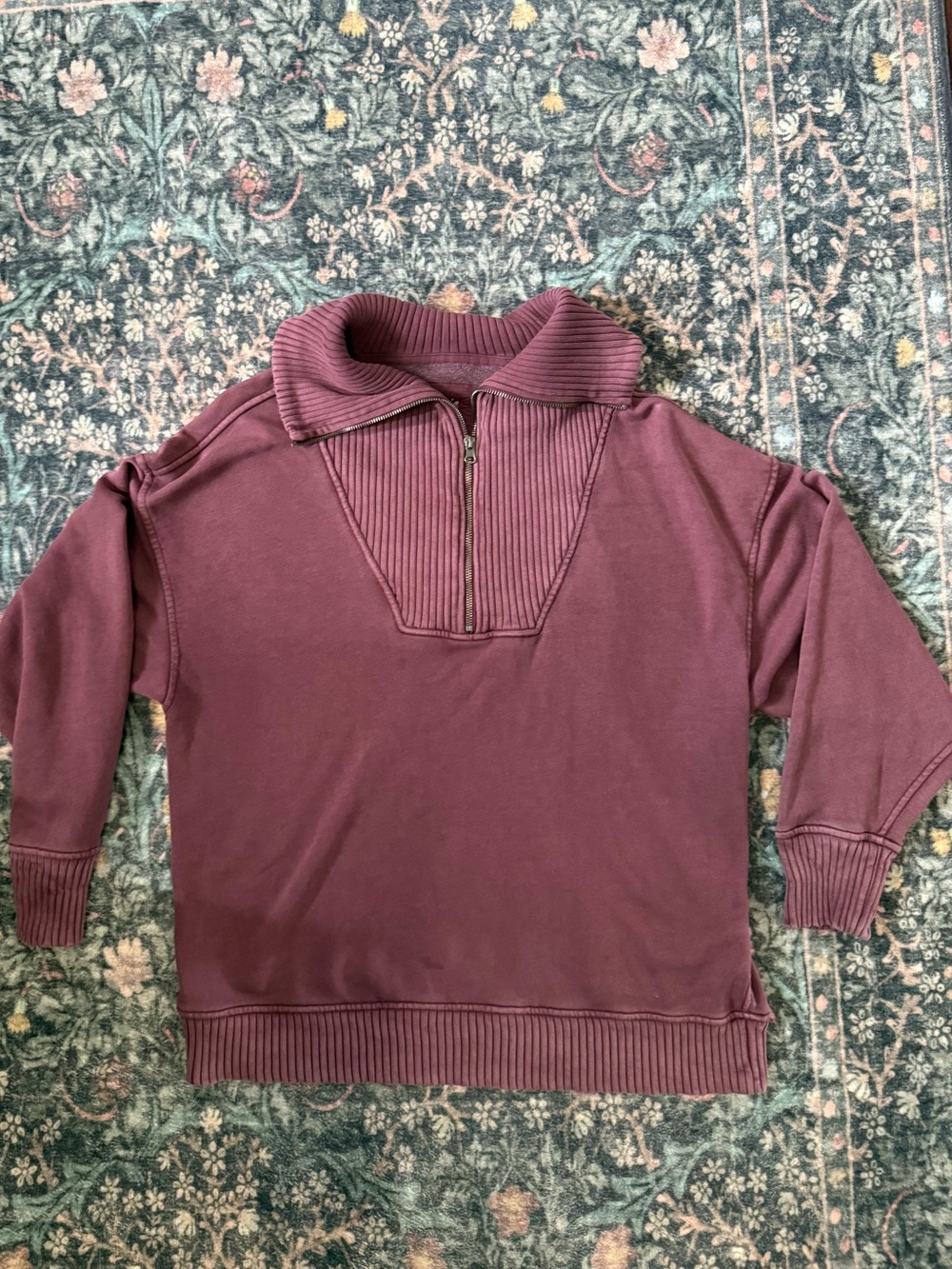 Aerie Down to Earth Quarter-Zip Oversized Sweatshirt Medium - Picture 2 of 5